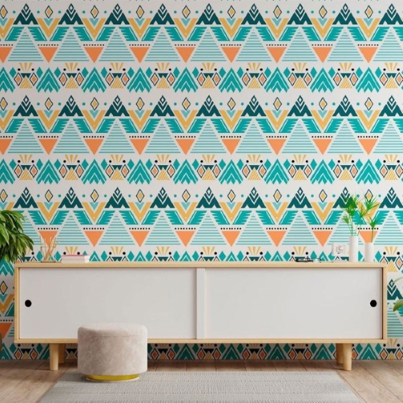 Papel de Parede Adesivo Geométrico Étnico Colorido N013063 - Papel na Parede