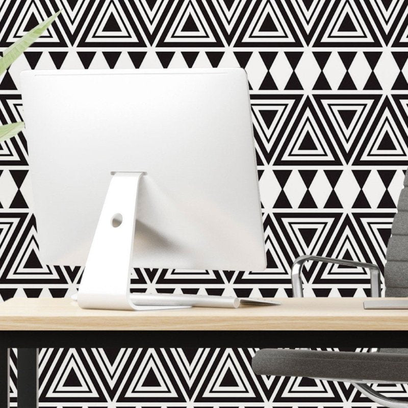 Papel de Parede Adesivo Geométrico Étnico P&B N017054 - Papel na Parede