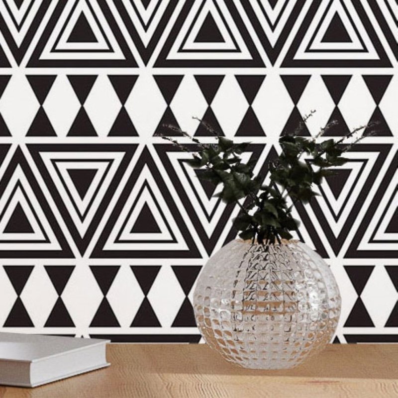 Papel de Parede Adesivo Geométrico Étnico P&B N017054 - Papel na Parede