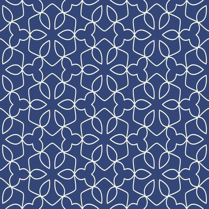 Papel de Parede Adesivo Geométrico Floral Azul N05247 - Papel na Parede