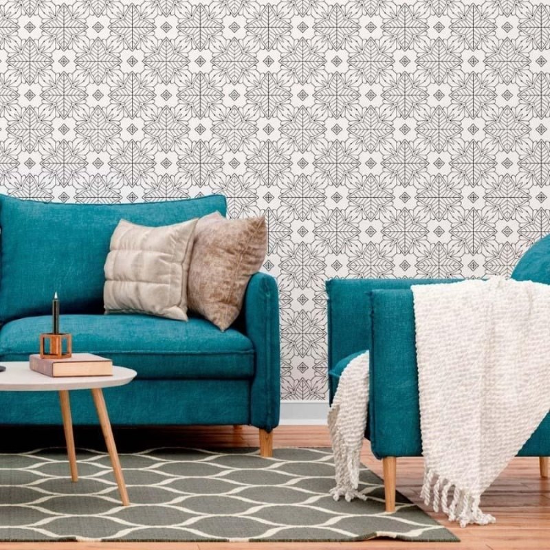 Papel de Parede Adesivo Geométrico Floral N012061 - Papel na Parede
