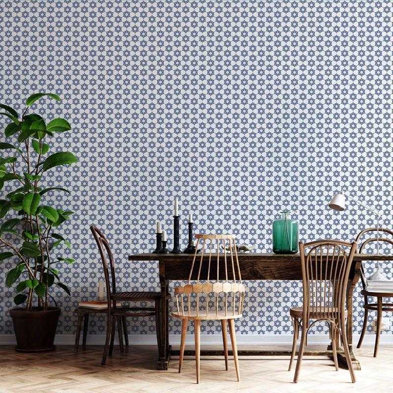 Papel de Parede Adesivo Geométrico Floral Vintage N05086 - Papel na Parede