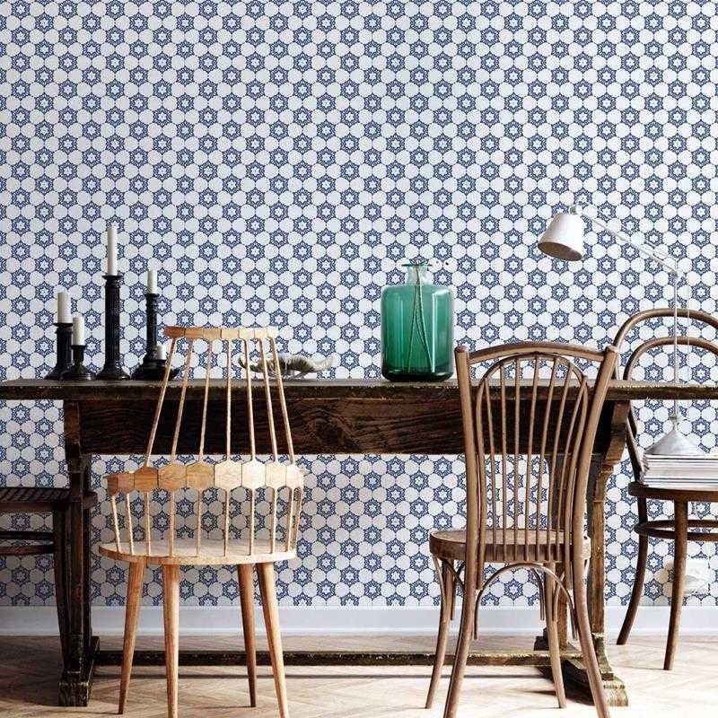 Papel de Parede Adesivo Geométrico Floral Vintage N05086 - Papel na Parede