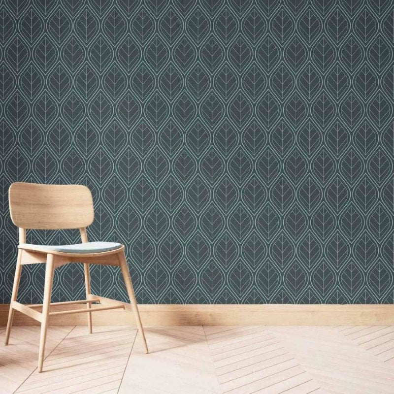 Papel de Parede Adesivo Geométrico Folhas Art Deco N014027 - Papel na Parede