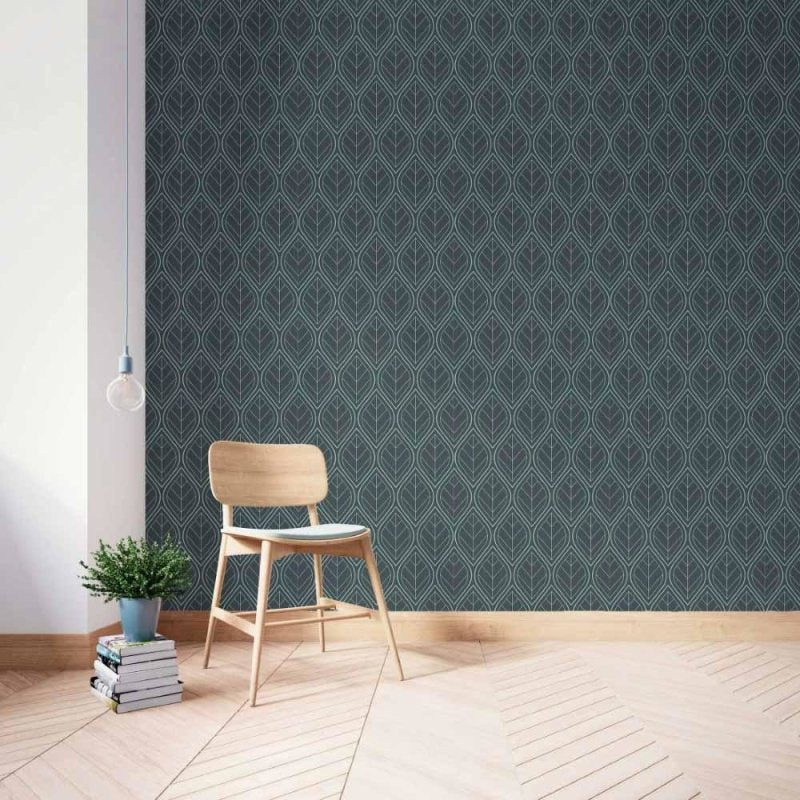 Papel de Parede Adesivo Geométrico Folhas Art Deco N014027 - Papel na Parede