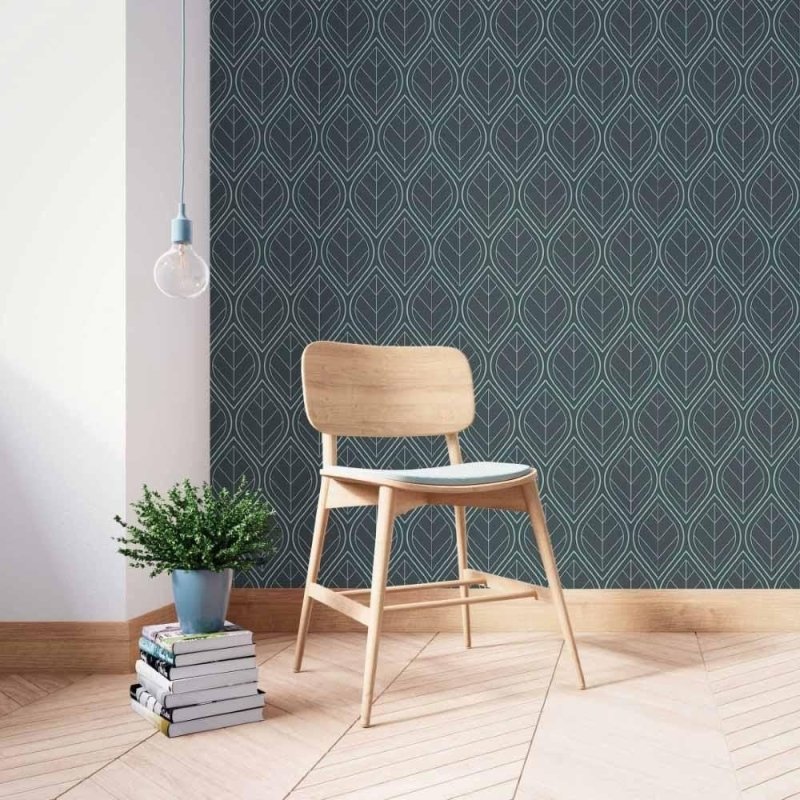 Papel de Parede Adesivo Geométrico Folhas Art Deco N014027 - Papel na Parede