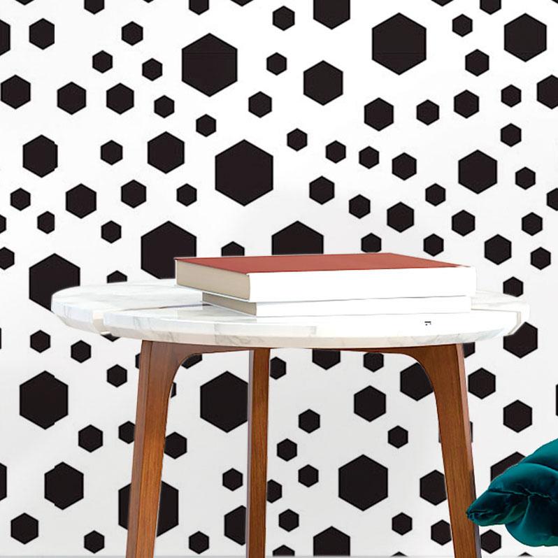 Papel de Parede Adesivo Geométrico Hexagonal P&B N017051 - Papel na Parede
