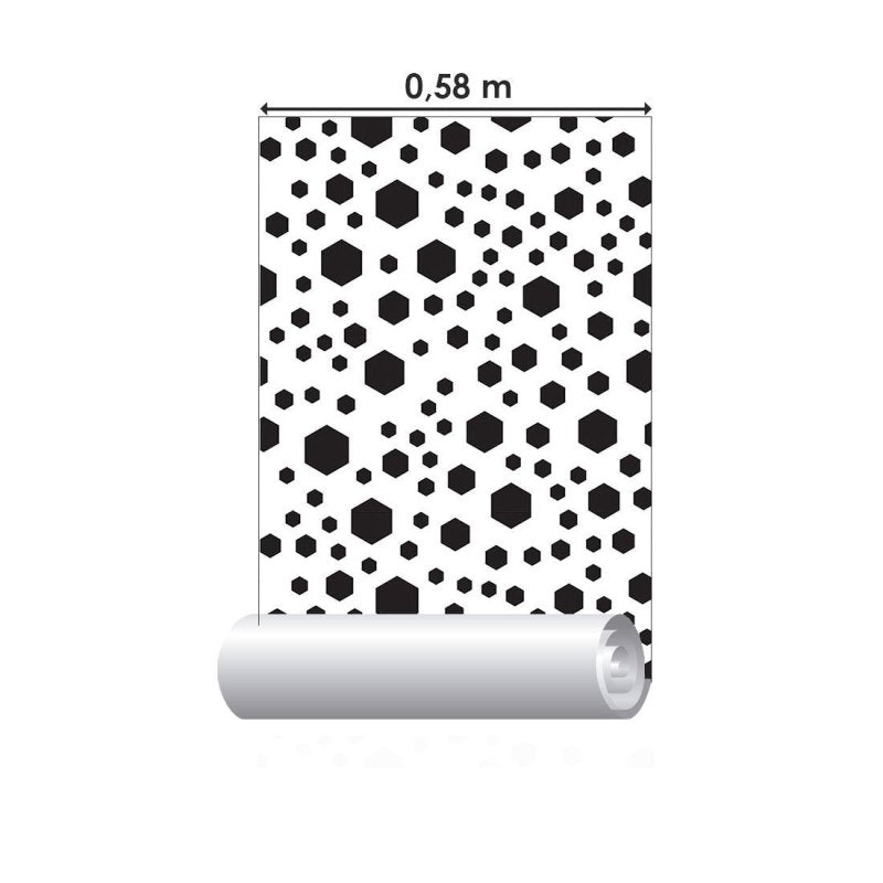 Papel de Parede Adesivo Geométrico Hexagonal P&B N017051 - Papel na Parede