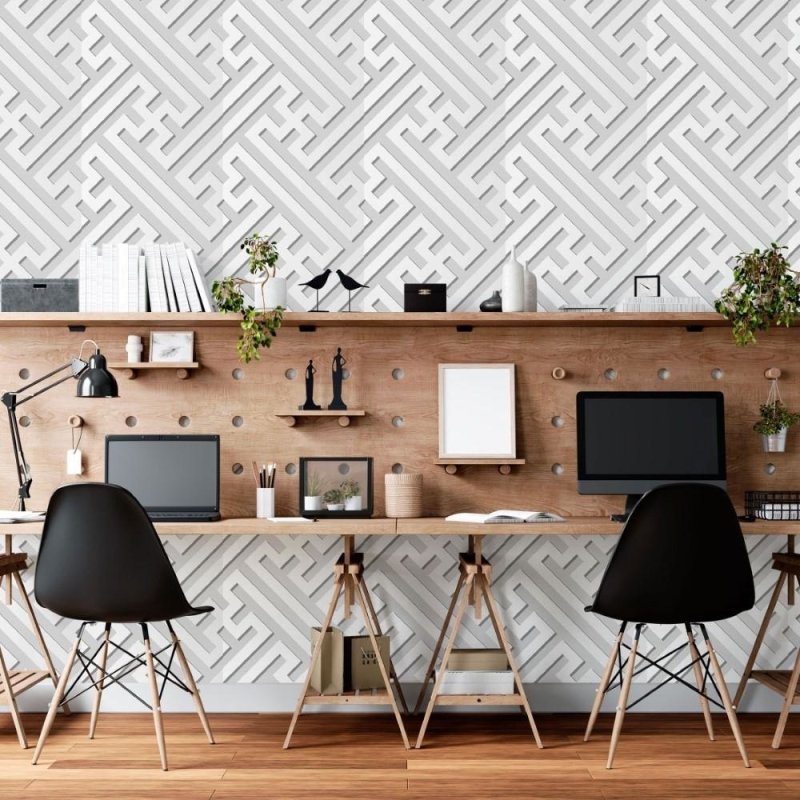 Papel de Parede Adesivo Geométrico Labirinto N015208 - Papel na Parede