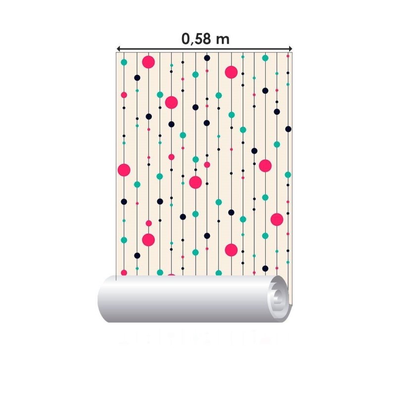 Papel de Parede Adesivo Geométrico Listras Círculos N013192 - Papel na Parede