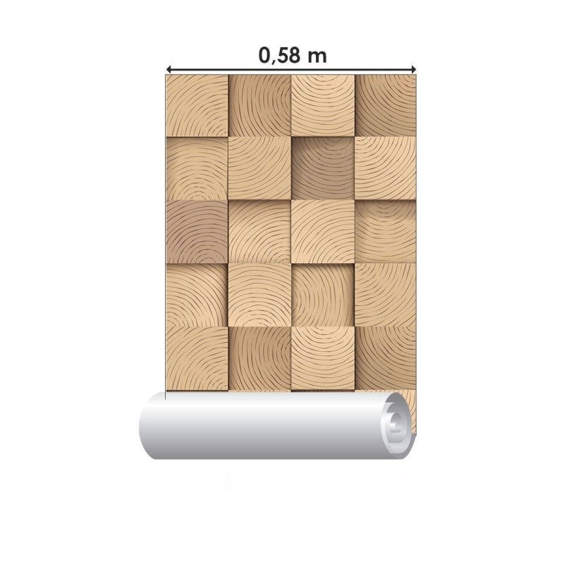 Papel de Parede Adesivo Geométrico Madeira N015159 - Papel na Parede