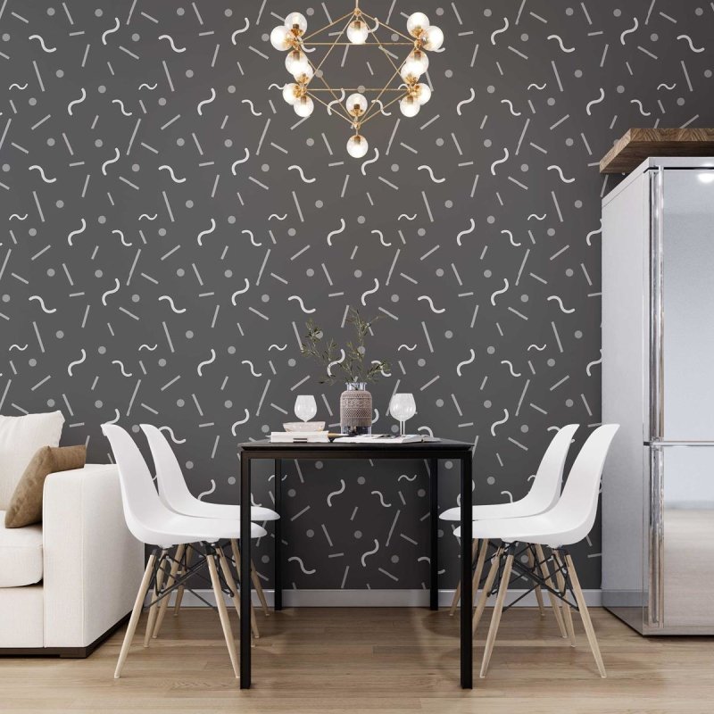 Papel de Parede Adesivo Geométrico Minimalista Preto e Cinza N07086 - Papel na Parede