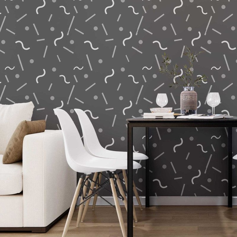Papel de Parede Adesivo Geométrico Minimalista Preto e Cinza N07086 - Papel na Parede