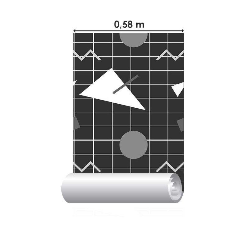Papel de Parede Adesivo Geométrico Minimalista Preto Grade Branca N07090 - Papel na Parede