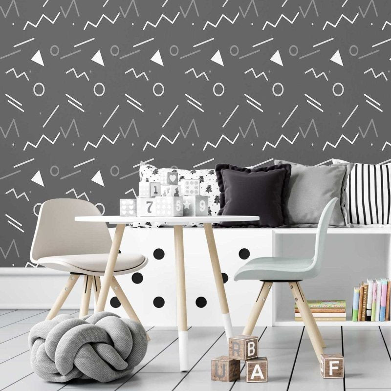 Papel de Parede Adesivo Geométrico Minimalista Preto N07089 - Papel na Parede