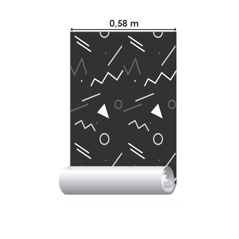 Papel de Parede Adesivo Geométrico Minimalista Preto N07089 - Papel na Parede