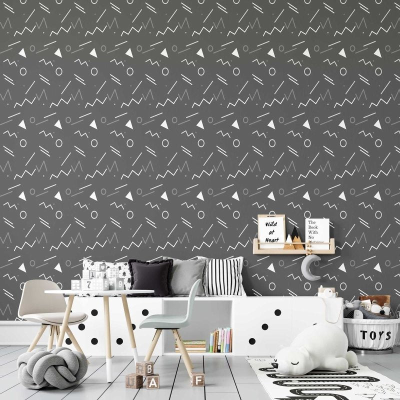 Papel de Parede Adesivo Geométrico Minimalista Preto N07089 - Papel na Parede