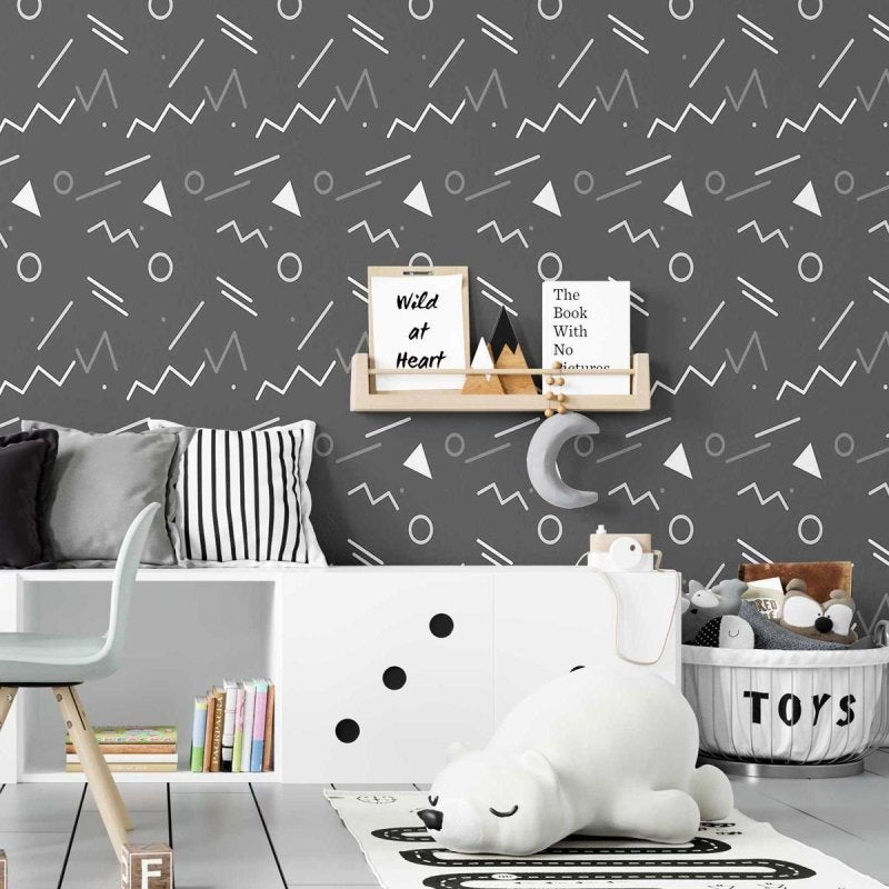 Papel de Parede Adesivo Geométrico Minimalista Preto N07089 - Papel na Parede