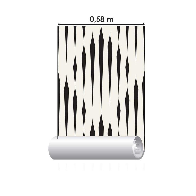 Papel de Parede Adesivo Geométrico off White e Preto N04277 - Papel na Parede