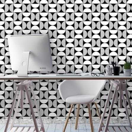 Papel de Parede Adesivo Geometrico Preto e Branco 0200 - Papel na Parede