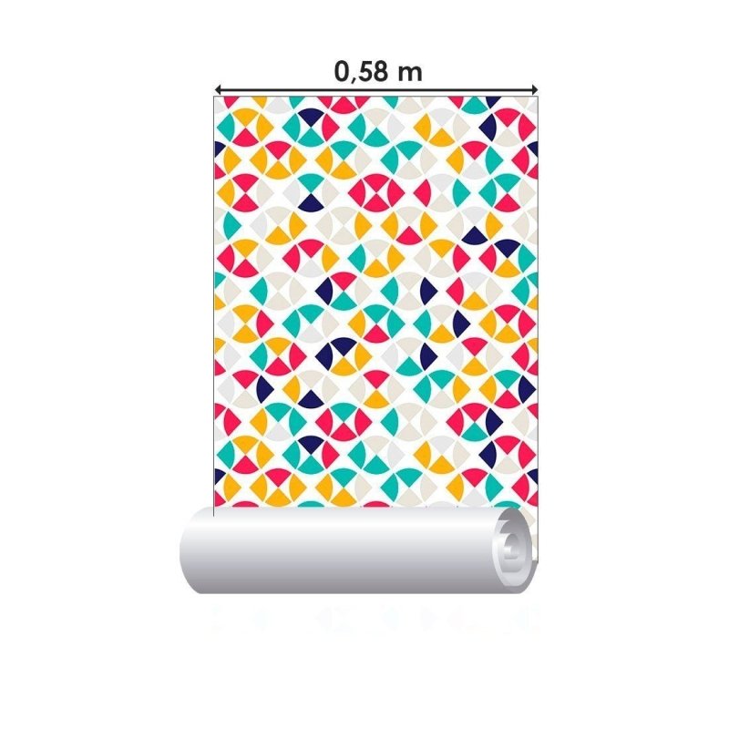 Papel de Parede Adesivo Geométrico Retrô N013084 - Papel na Parede