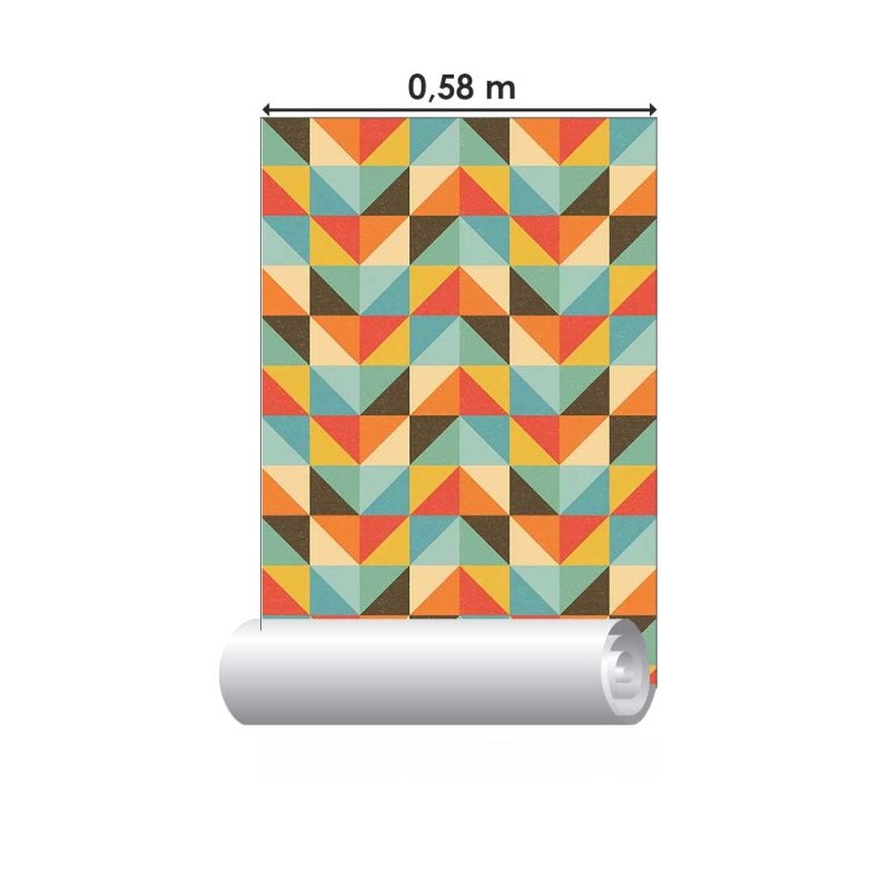 Papel de Parede Adesivo Geométrico Retrô N018071 - Papel na Parede