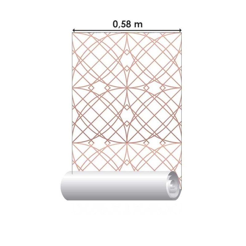 Papel de Parede Adesivo Geométrico Rosa e Branco N05285 - Papel na Parede