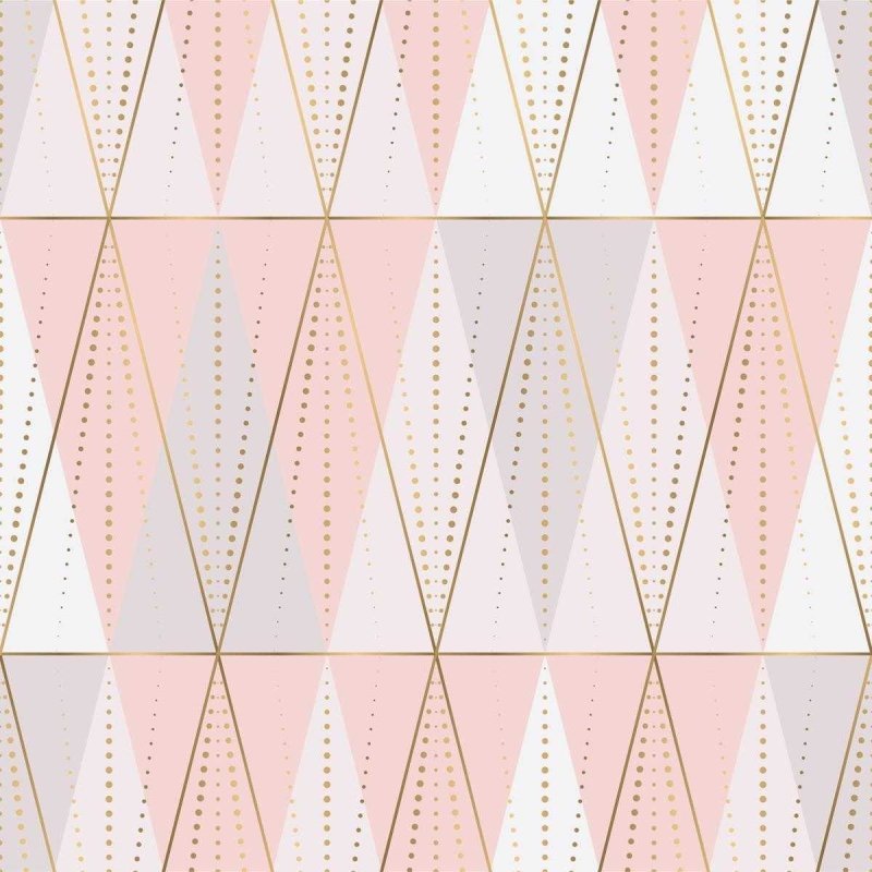 Papel de Parede Adesivo Geométrico Rosa e Dourado N04134 - Papel