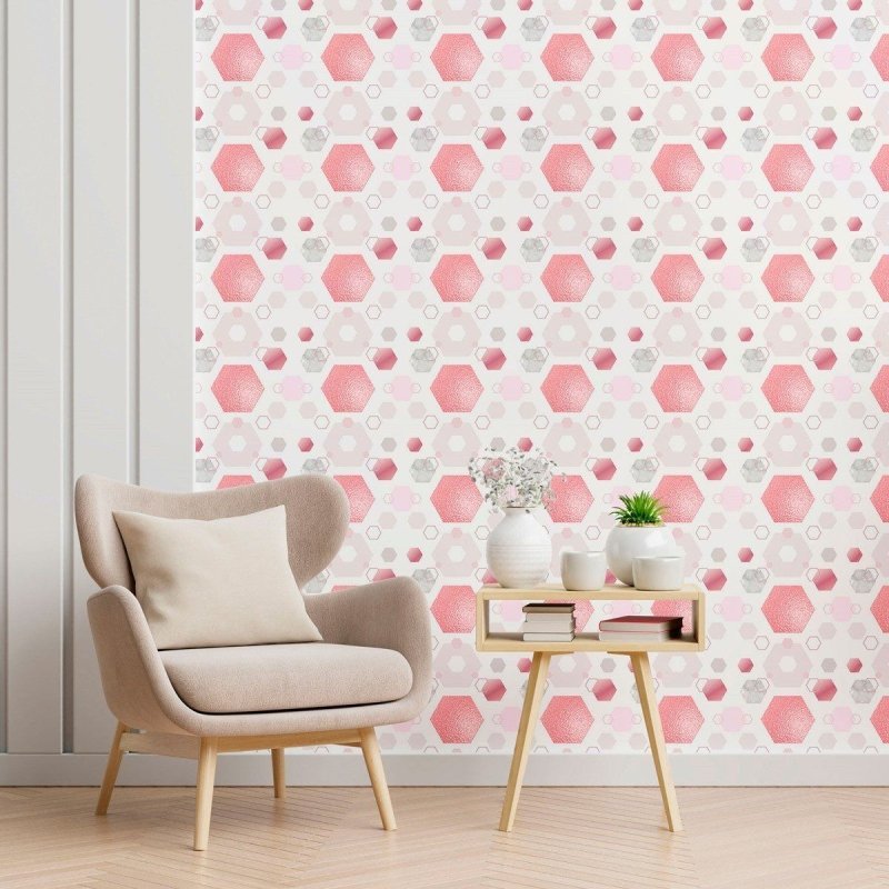 Papel de Parede Adesivo Geométrico Rose Gold Mármore N012065 - Papel na Parede