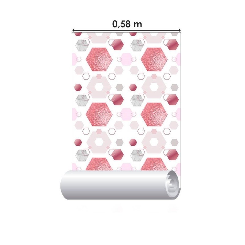 Papel de Parede Adesivo Geométrico Rose Gold Mármore N012065 - Papel na Parede