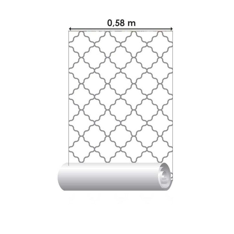 Papel de Parede Adesivo Geométrico Sinuoso Branco N05266 - Papel na Parede