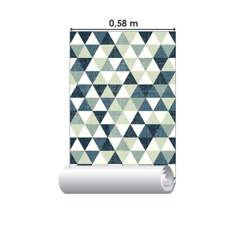 Papel de Parede Adesivo Geométrico Triângulos Verde N06178 - Papel na Parede