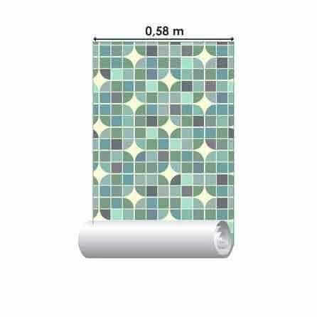 Papel de Parede Adesivo Geometrico verde azul 175191 - Papel na Parede