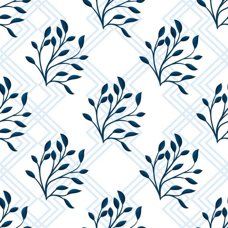 Papel de Parede Adesivo Geométricos Folhagem Azul N05081 - Papel na Parede
