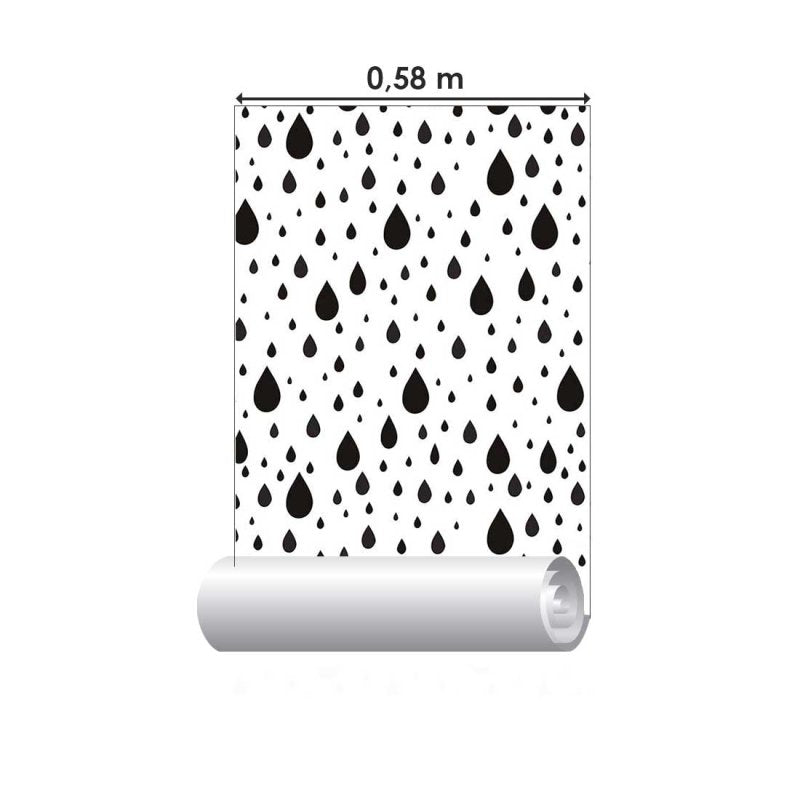 Papel de Parede Adesivo Gotas de Chuva P&B N018033 - Papel na Parede