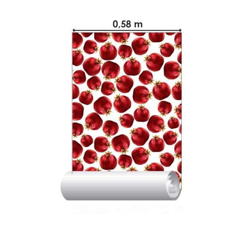 Papel de Parede Adesivo Gourmet Romã Branco N06225 - Papel na Parede