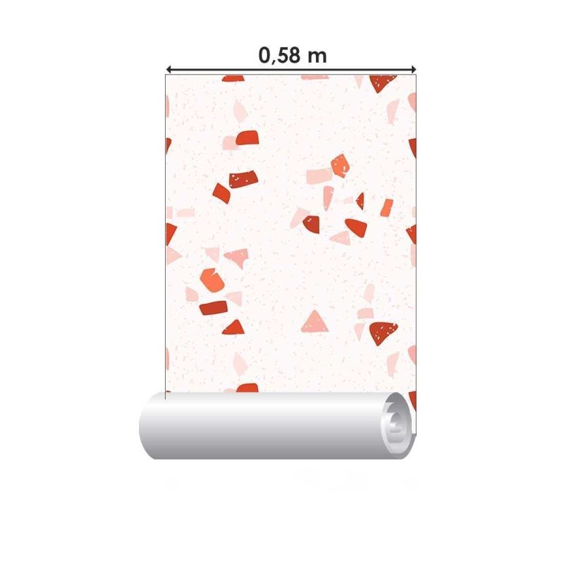 Papel de Parede Adesivo Granilite Branco Vermelho e Laranja N07120 - Papel na Parede