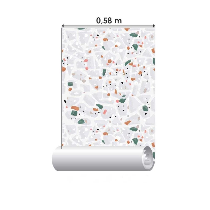 Papel de Parede Adesivo Granilite Cinza e Colorido N07127 - Papel na Parede
