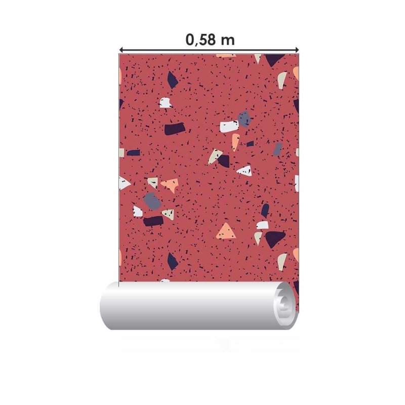 Papel de Parede Adesivo Granilite Vermelho N07134 - Papel na Parede