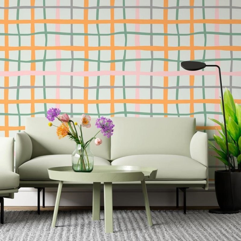 Papel de Parede Adesivo Gride Colorido N06284 - Papel na Parede