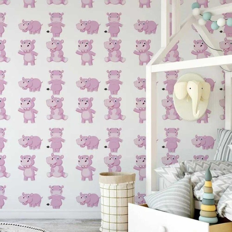 Papel de Parede Adesivo Hipopotamo Rosa 179377094 - Papel na Parede