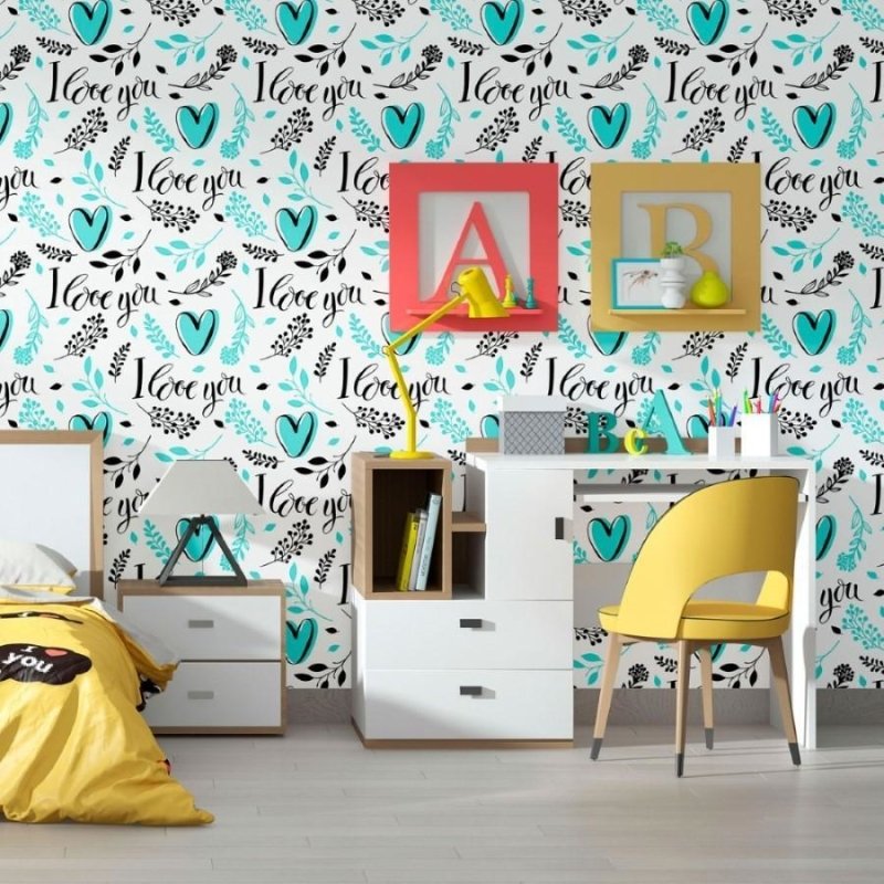 Papel de Parede Adesivo I Love You N012057 - Papel na Parede