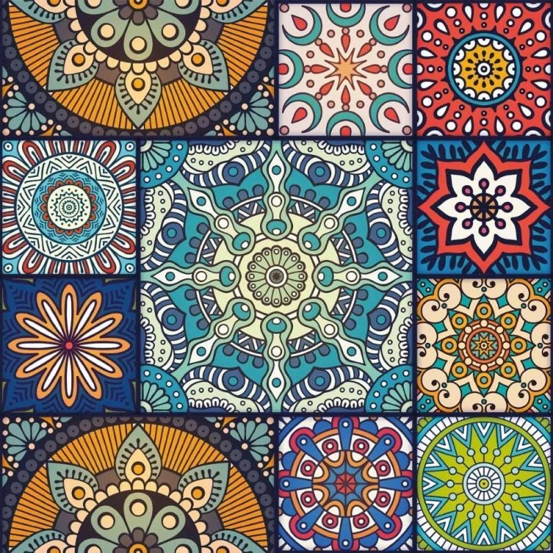 Papel de Parede Adesivo Indiano Mandala Colorido N015039 - Papel na Parede