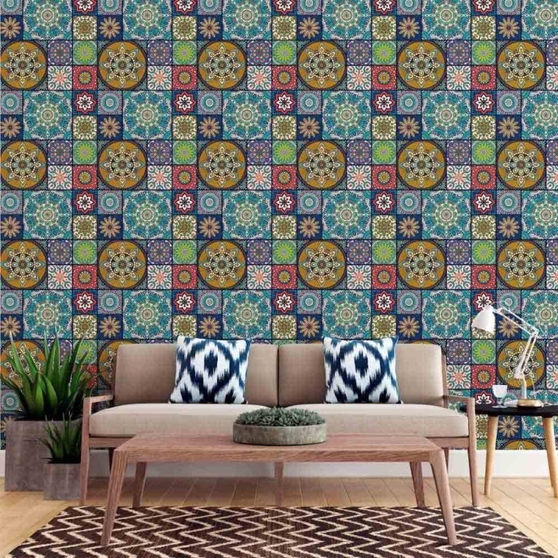 Papel de Parede Adesivo Indiano Mandala Colorido N015039 - Papel na Parede