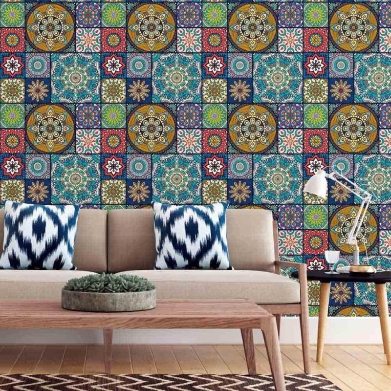 Papel de Parede Adesivo Indiano Mandala Colorido N015039 - Papel na Parede