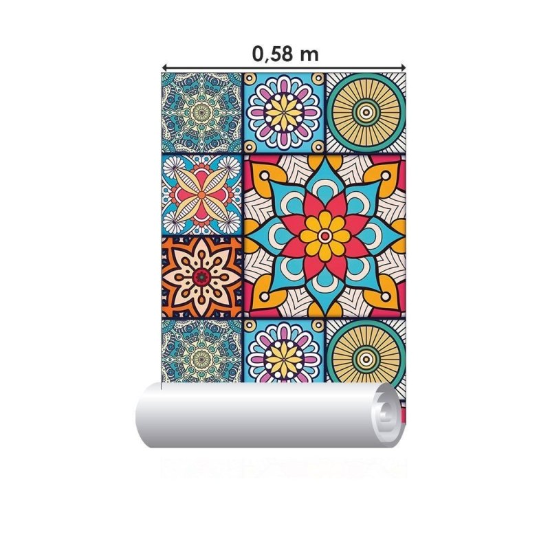 Papel de Parede Adesivo Indiano Mandala Colorido N015040 - Papel na Parede