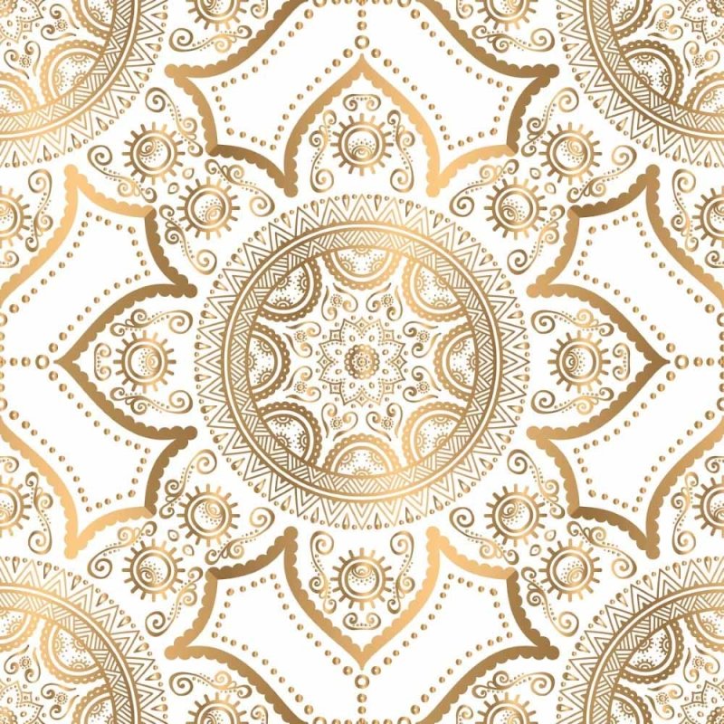 Papel de Parede Adesivo Indiano Mandala Gold N015081 - Papel na Parede