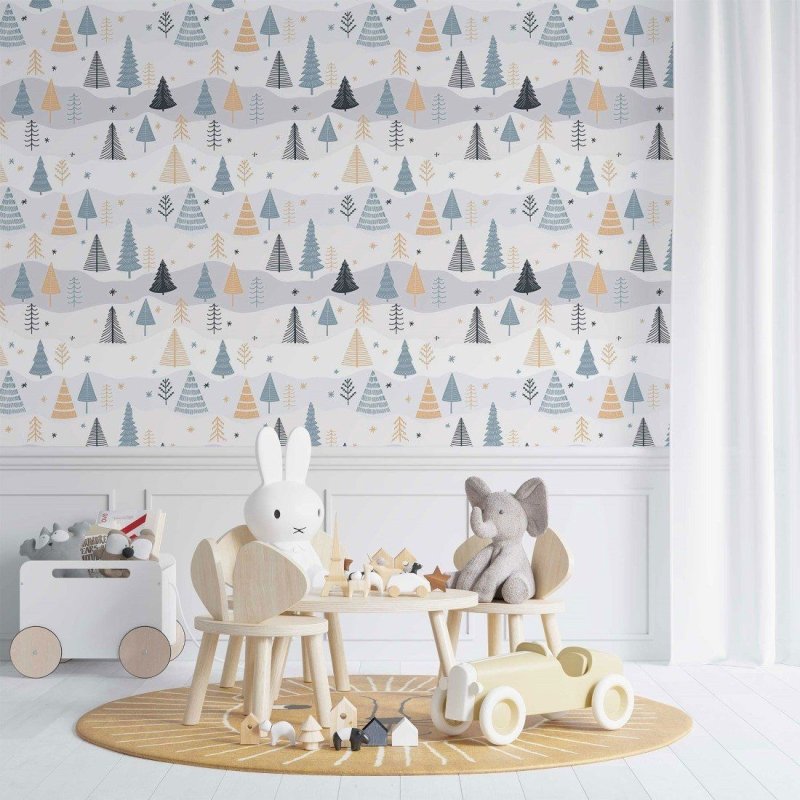 Papel de Parede Adesivo infantil árvores no inverno N014053 - Papel na Parede