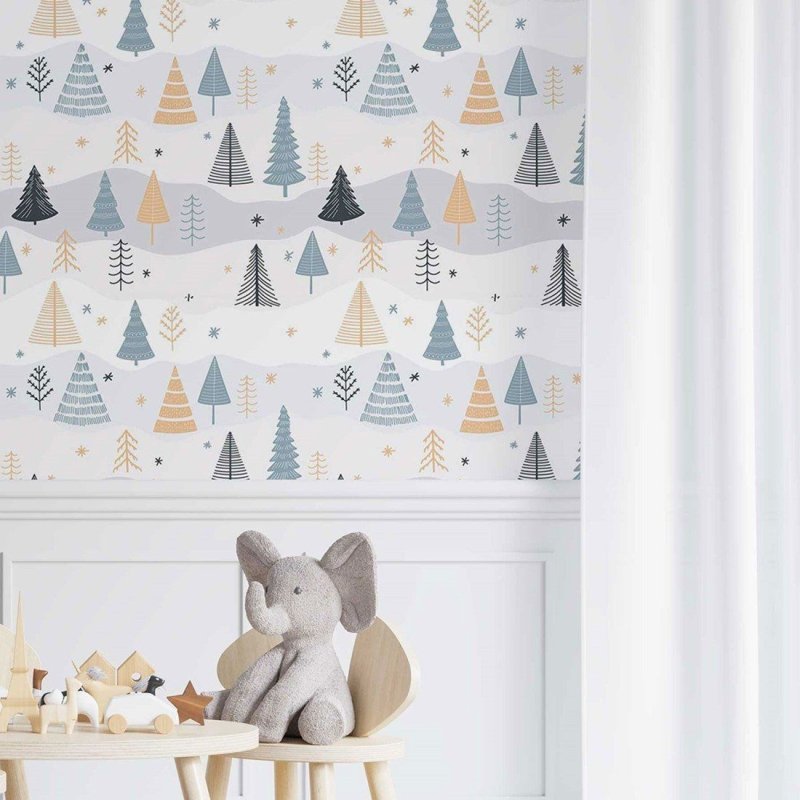 Papel de Parede Adesivo infantil árvores no inverno N014053 - Papel na Parede