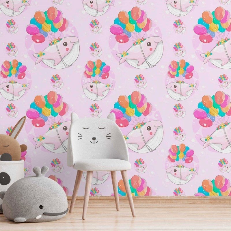 Papel de Parede Adesivo infantil Baleia N014081 - Papel na Parede